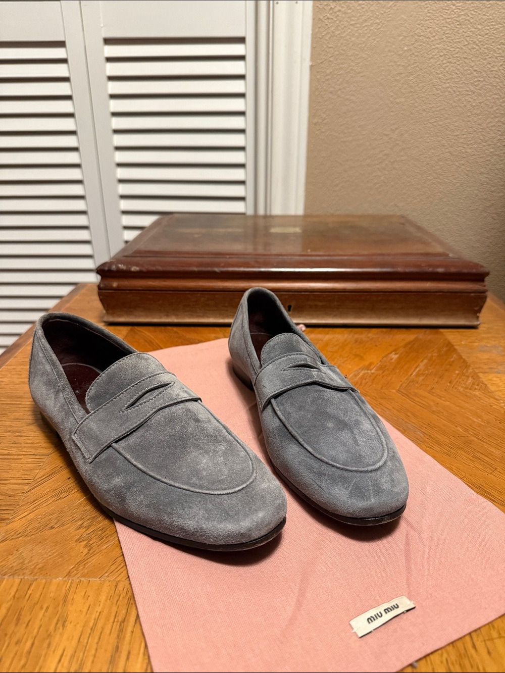 BOUGEOTTE Flaneur Suede Penny Loafers 36.5 Made in Italy